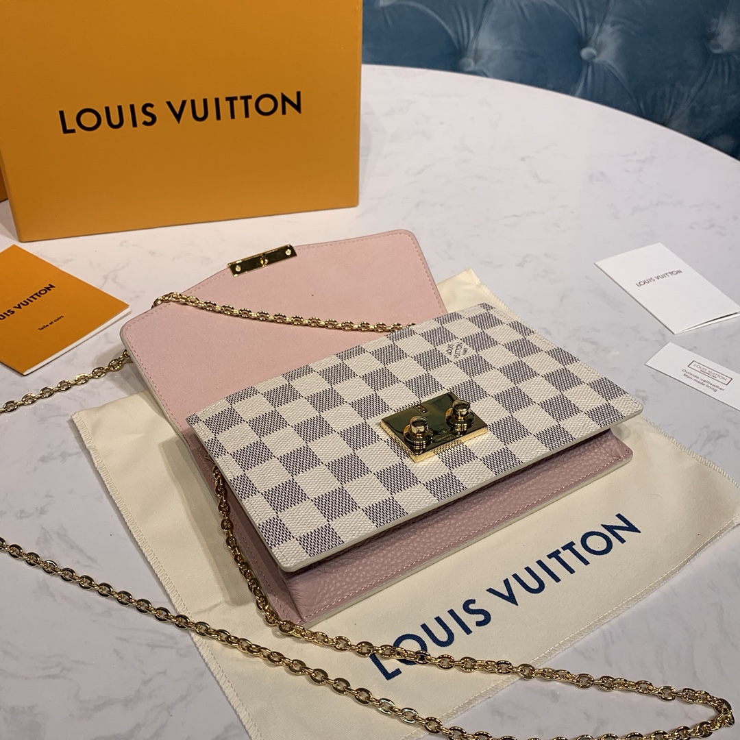 Louis Vuitton CROISETTE CHAIN WALLET Handbag Damier Azur N60357 